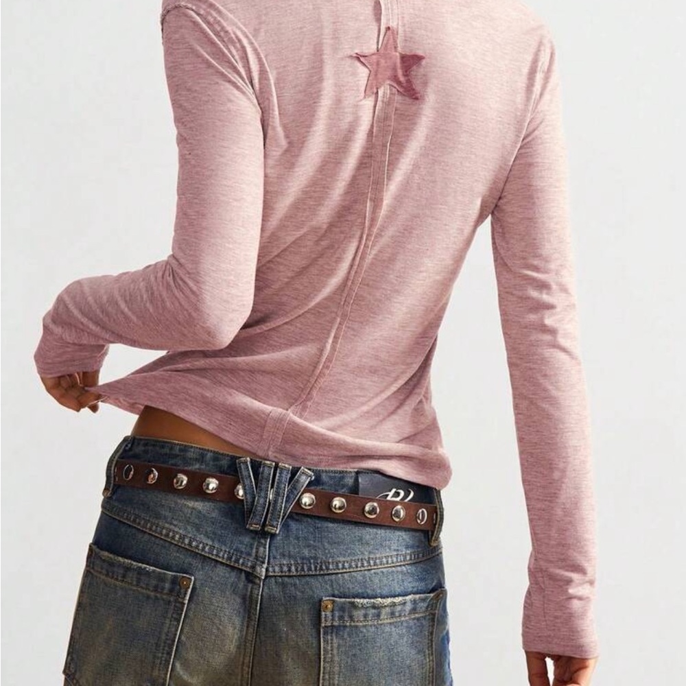 🌸NEW cute, super soft XL and stretchy Long Sleeve Star-Back Tee - Dusty Rose.